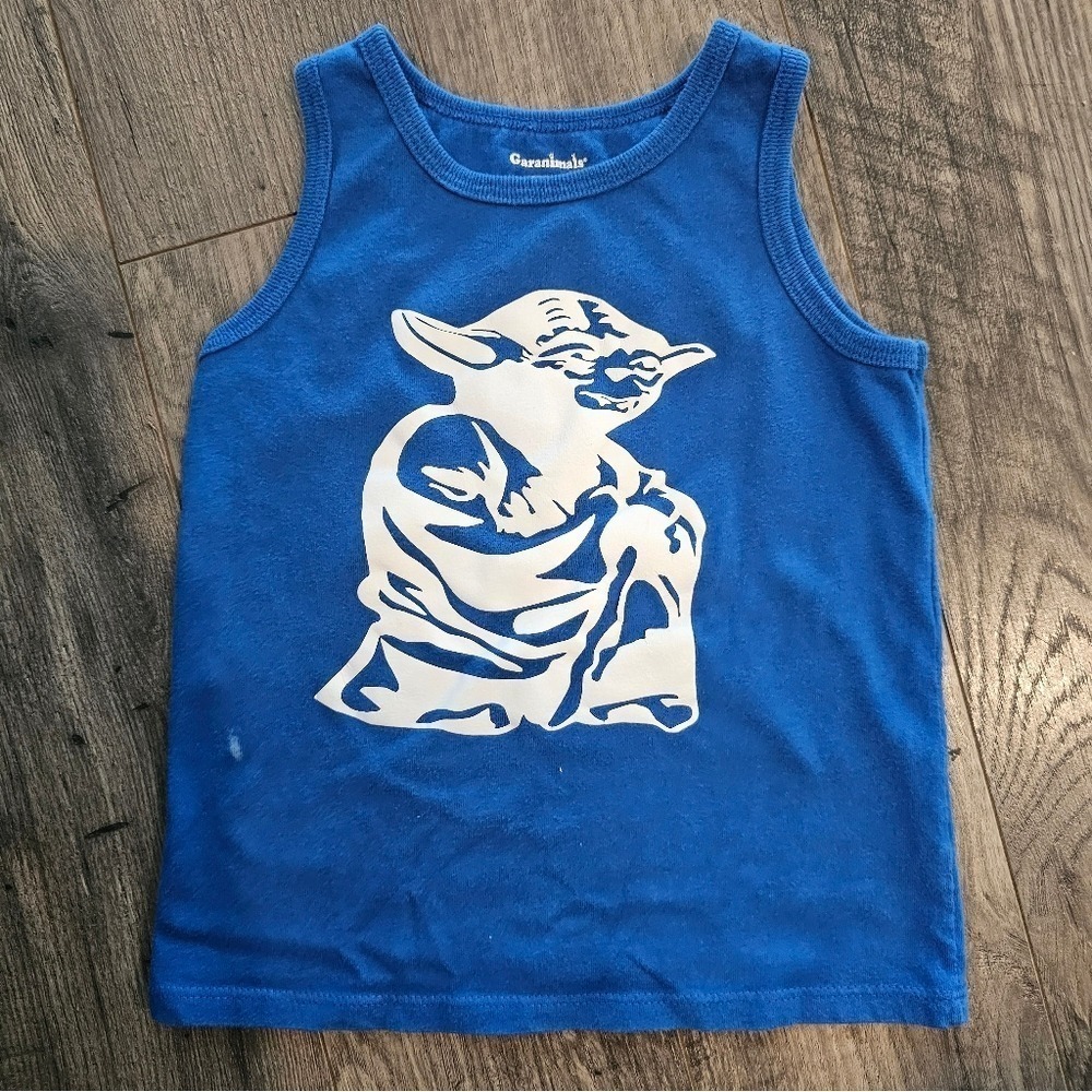 3t Blue White Yoda Graphic Tank Top Star Wars Summer Athleisure Disney Spring